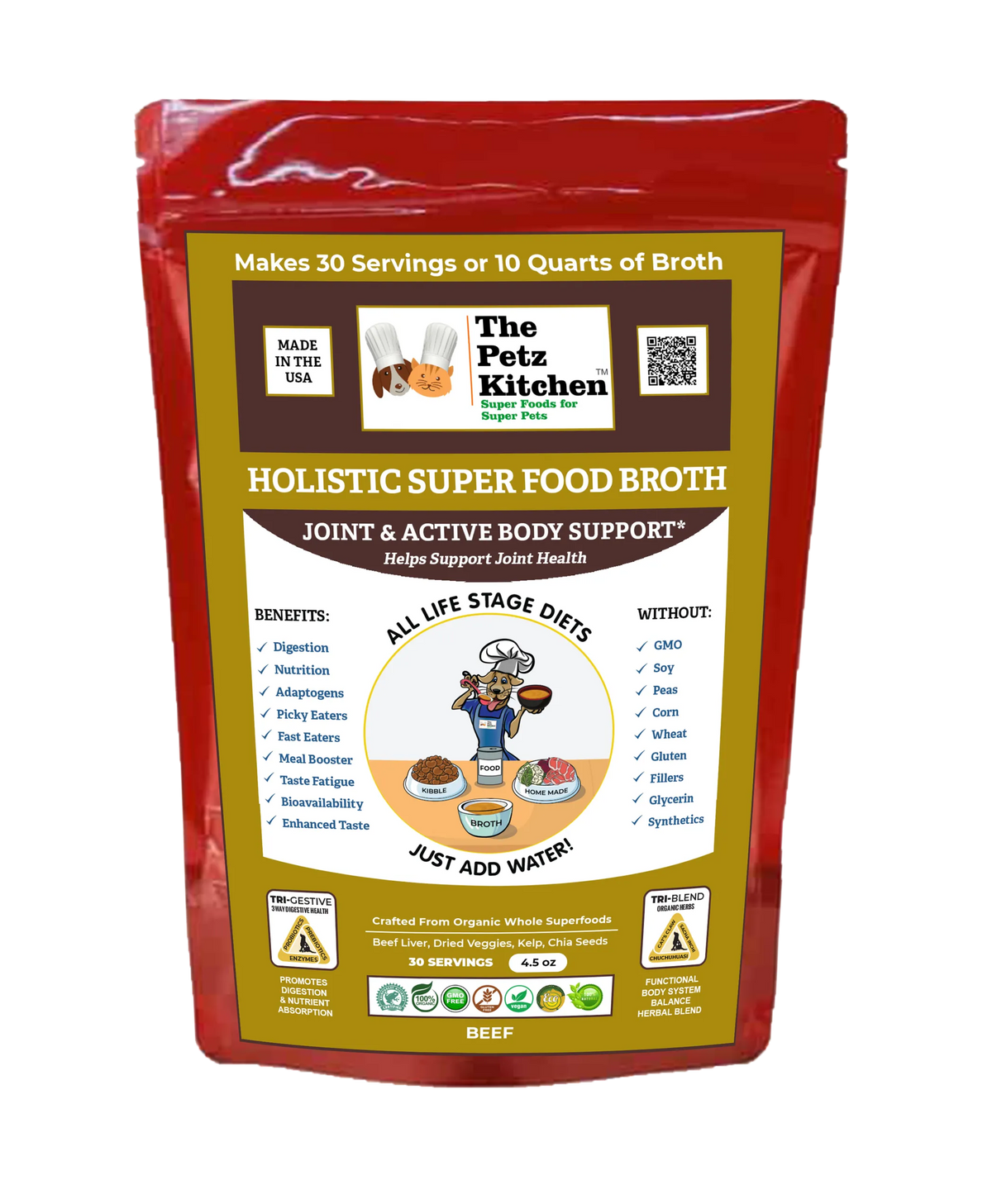 Super Food Broth Joint & Active Body Support* The Petz Kitchen Dogs & Cats*