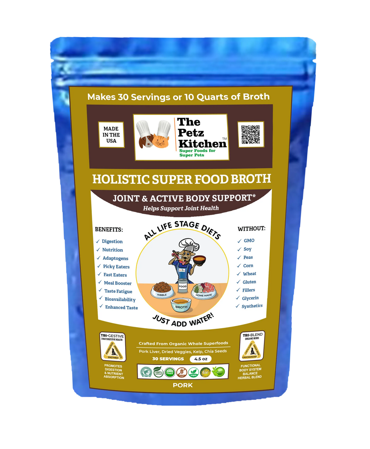 Super Food Broth Joint & Active Body Support* The Petz Kitchen Dogs & Cats*