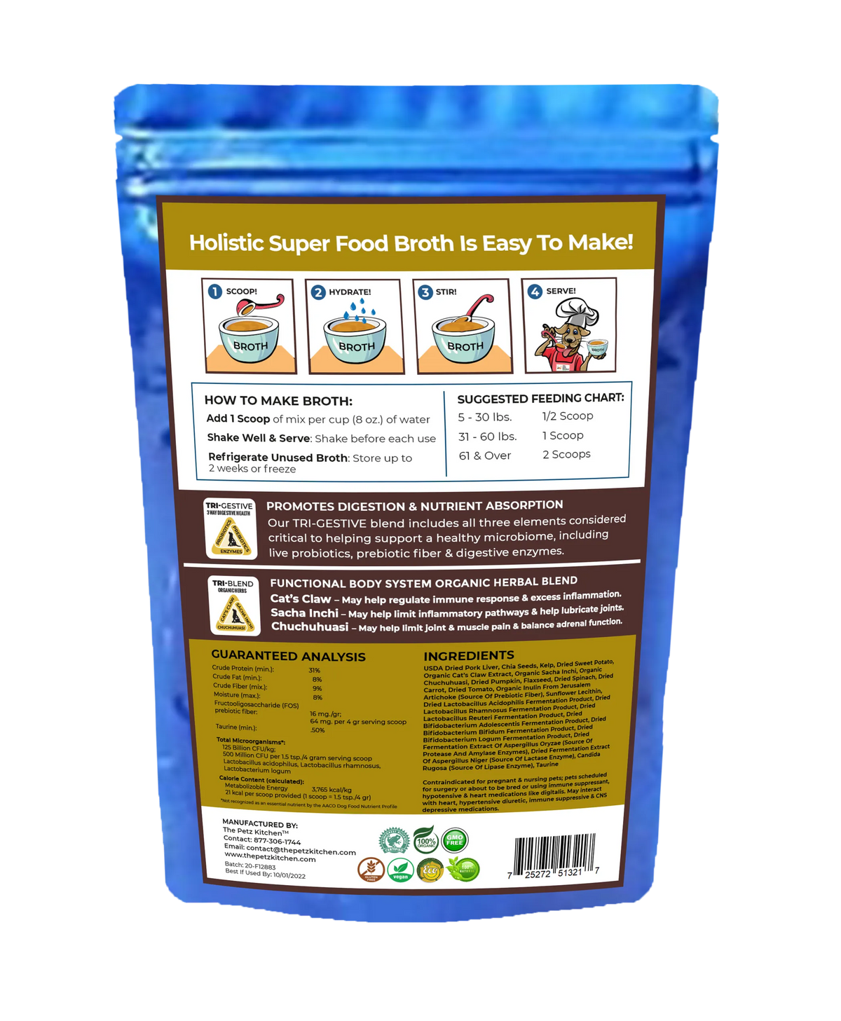 Super Food Broth Joint & Active Body Support* The Petz Kitchen Dogs & Cats*