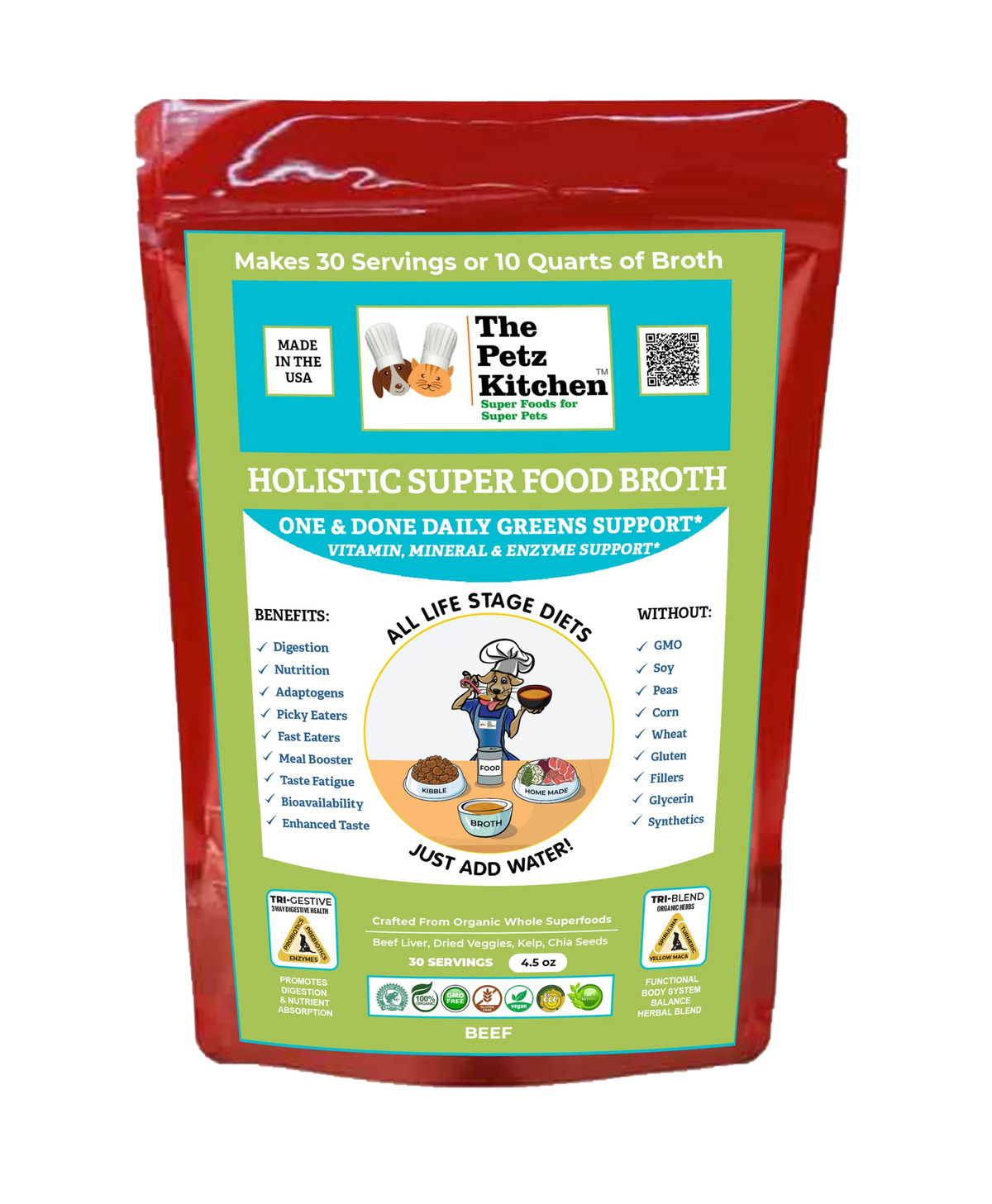 Super Food Broth One & Done* Vitamin, Mineral & Enzyme The Petz Kitchen Dogs Cats