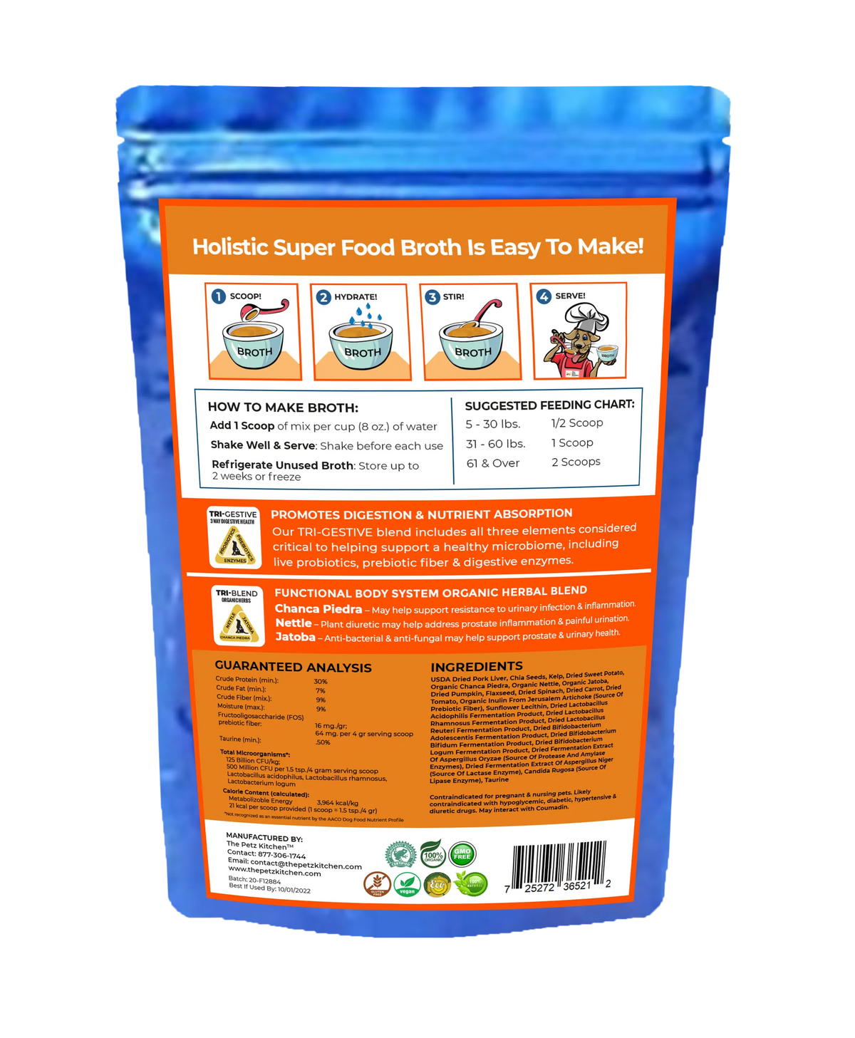 Super Food Broth Urinary Tract Health Support* The Petz Kitchen Dogs Cats