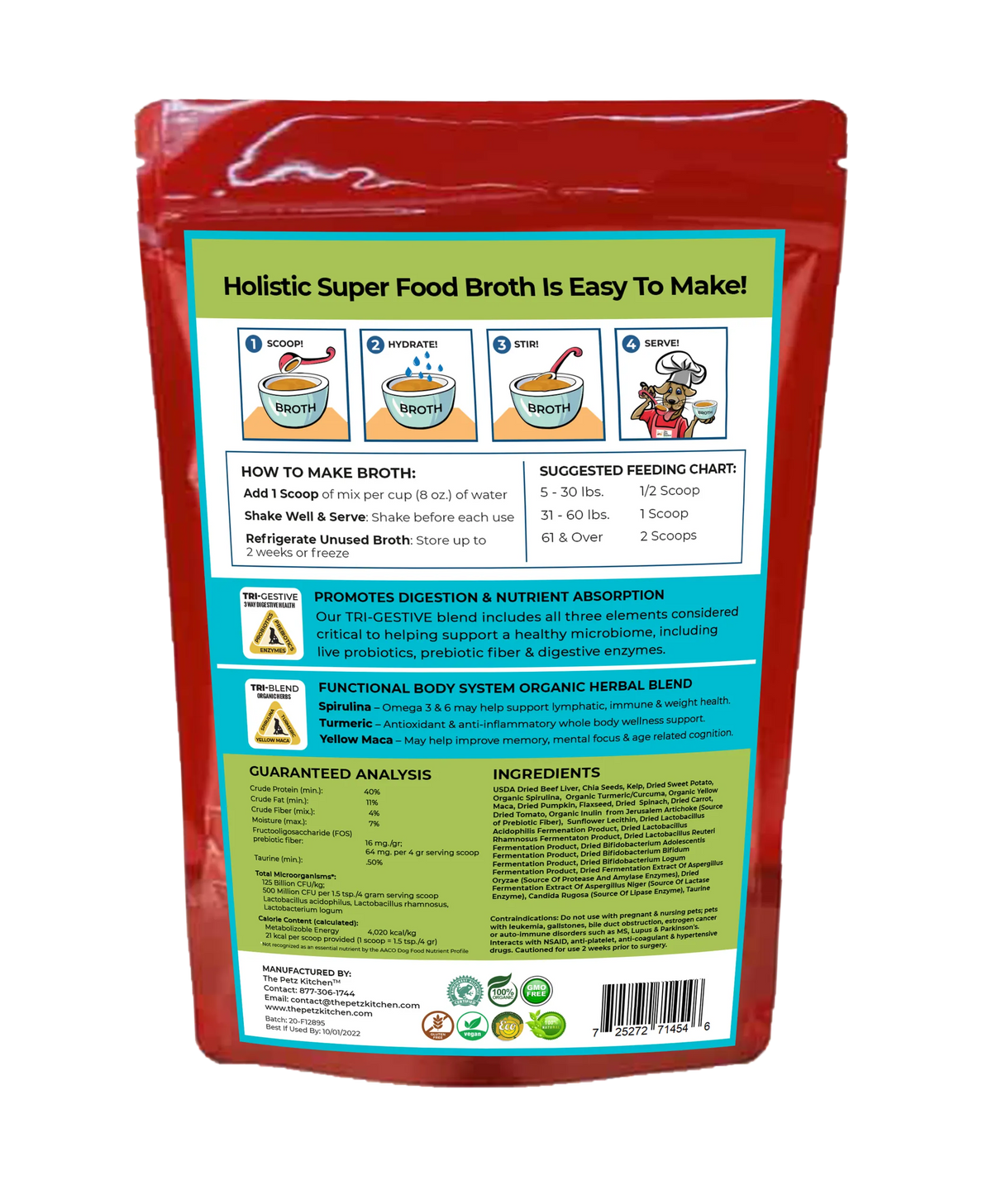 Super Food Broth One & Done* Vitamin, Mineral & Enzyme The Petz Kitchen Dogs Cats