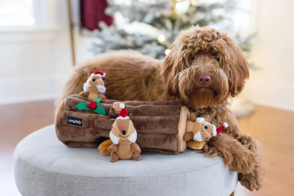 ZippyPaws Holiday Zippy Burrow Yule Log Plush Dog Toy